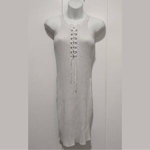 Elegant White Lace-Up Dress